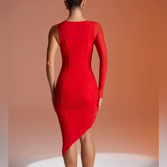 Oh Polly One Sleeve Asymmetrical Midi Dress - Picture 2 of 8